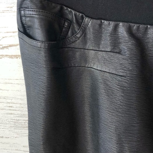 BOSTON PROPER Faux Leather Mixed Fabric Stretch Pull On Skinny Pants M Black - Picture 2 of 8